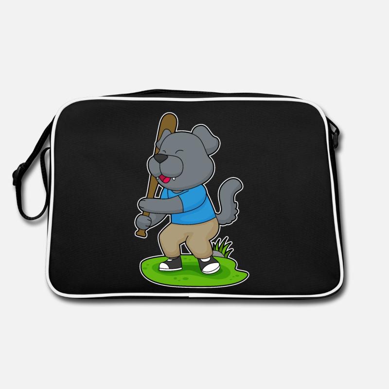 Dog Baseball Baseball Bat Retro Bag