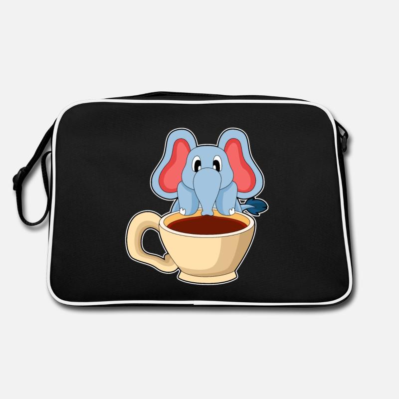 Elefant Kaffee - Retro Tasche - Schwarz/Weiß