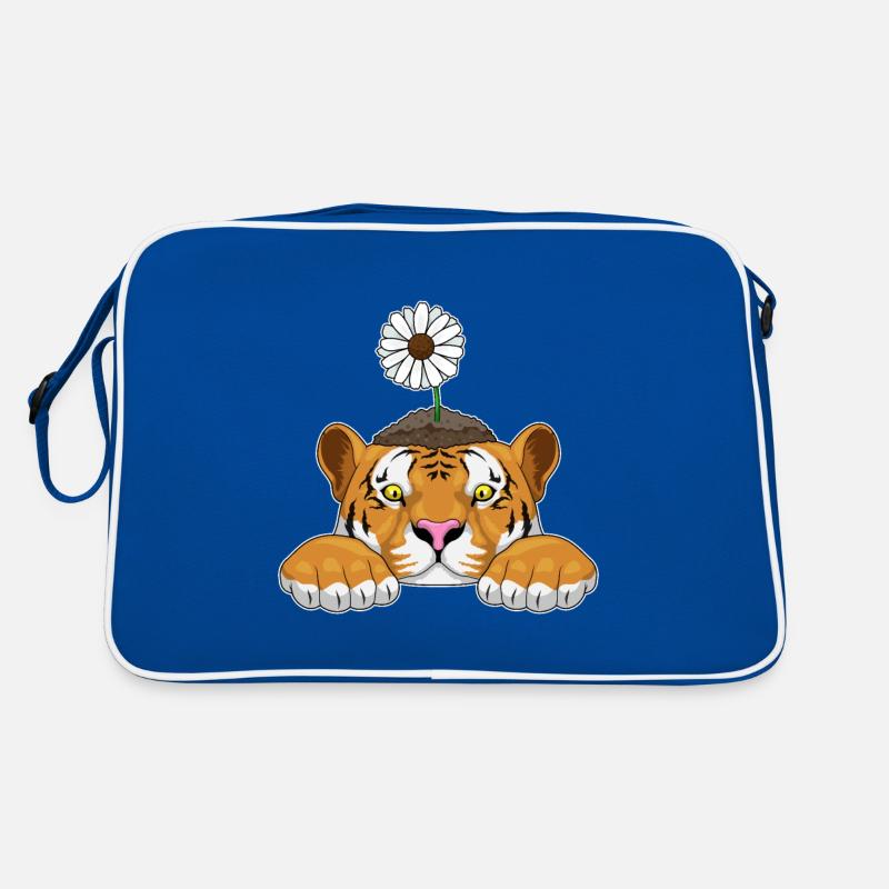 Tiger Gänseblümchen Blumen Retro Tasche