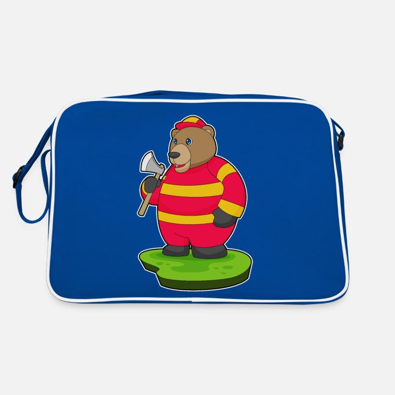 Bär Feuerwehrmann Axt Retro Tasche