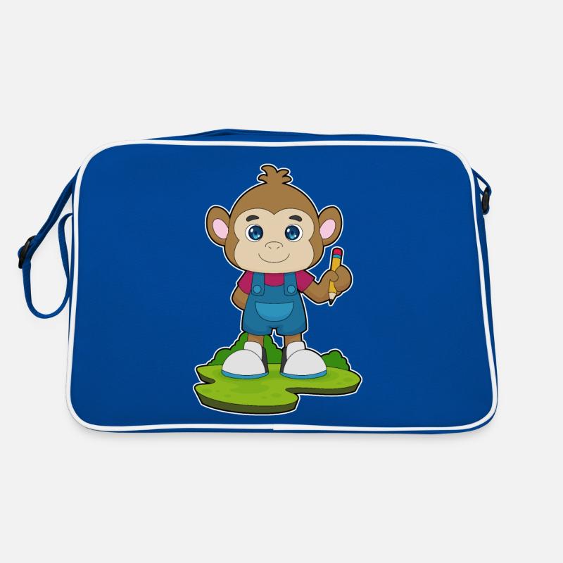 Affe Bleistift Schule Retro Tasche