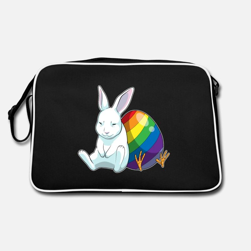 Hase Ostern Osterei Regenbogen Retro Tasche
