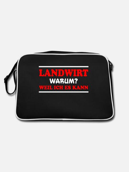 Landwirt Spruch Traktor Lustiges Landwirt Geschenk - Retro Tasche - Schwarz/Weiß - Hinten