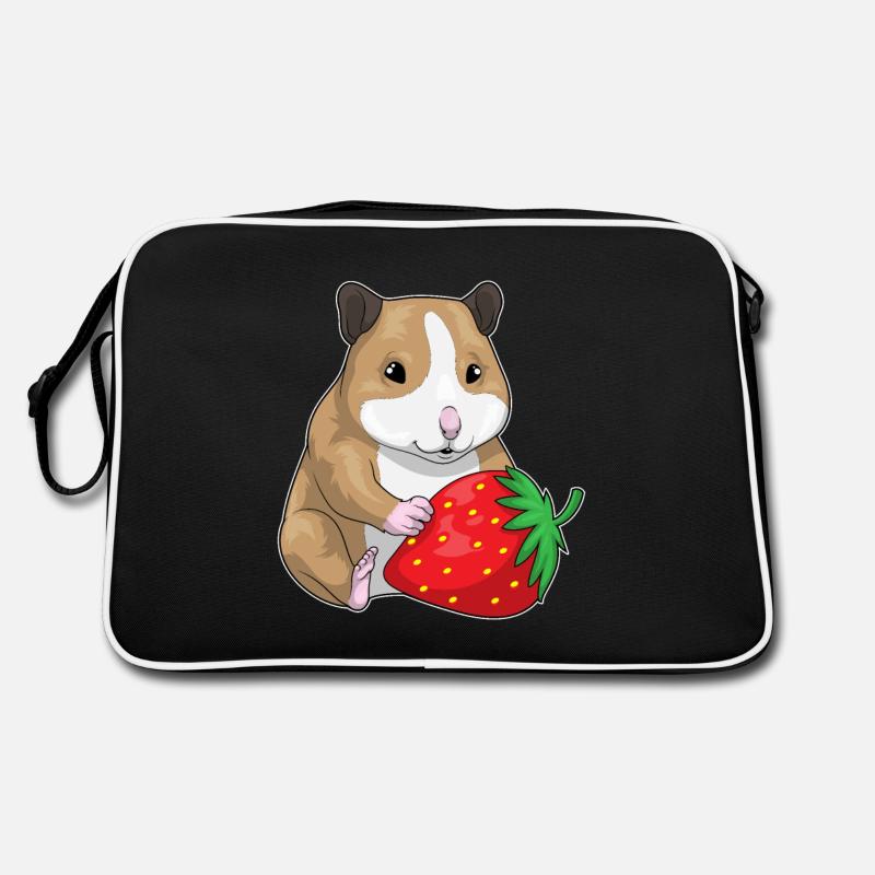 Hamster Fraise Fruit - Sac Retro - noir/blanc