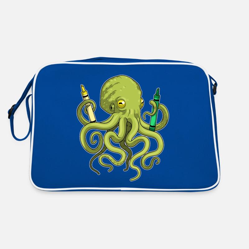 École de crayons de couleur Octopus Pupil Sac Retro