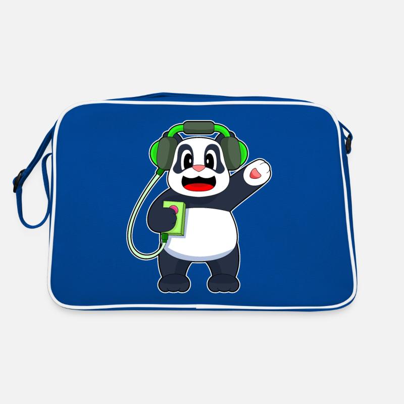Panda Musiker Kopfhörer Musik Retro Tasche