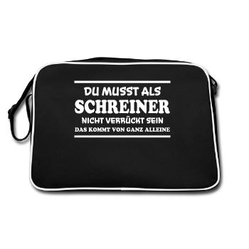 Schreiner Spruch Beruf Lustiges Schreiner Geschenk - Retro Tasche - Schwarz/Weiß - Hinten
