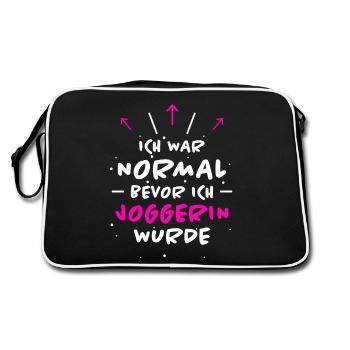 Joggerin Spruch Laufen Joggen Joggerin Geschenk - Retro Tasche - Schwarz/Weiß - Hinten