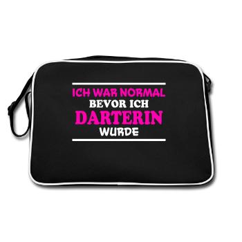 Darterin Spruch Dartspielerin Darterin Geschenk - Retro Tasche - Schwarz/Weiß - Hinten