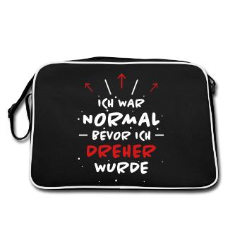 Dreher Spruch Drehmaschinen Lustig Dreher Geschenk - Retro Tasche - Schwarz/Weiß - Hinten