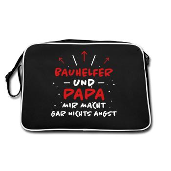 Bauhelfer Spruch Beruf Lustiges Bauhelfer Geschenk - Retro Tasche - Schwarz/Weiß - Hinten