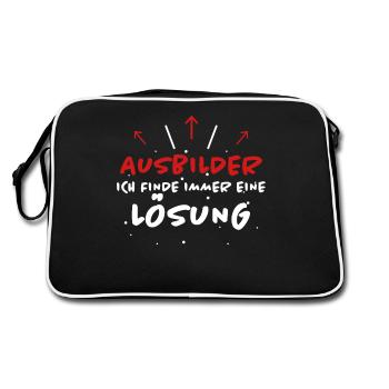 Ausbilder Spruch Beruf Lustiges Ausbilder Geschenk - Retro Tasche - Schwarz/Weiß - Hinten