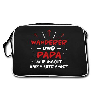 Wanderer Spruch Wandern Lustiges Wanderer Geschenk - Retro Tasche - Schwarz/Weiß - Hinten