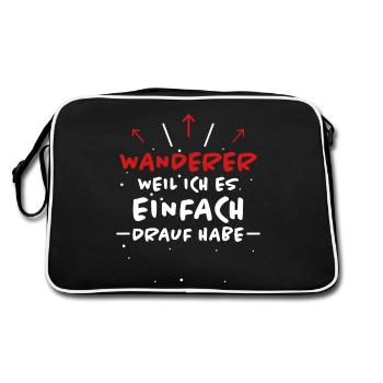 Wanderer Spruch Wandern Lustiges Wanderer Geschenk - Retro Tasche - Schwarz/Weiß - Hinten