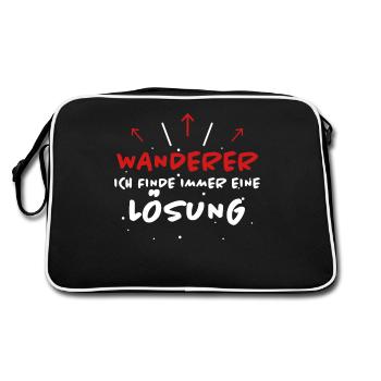 Wanderer Spruch Wandern Lustiges Wanderer Geschenk - Retro Tasche - Schwarz/Weiß - Hinten