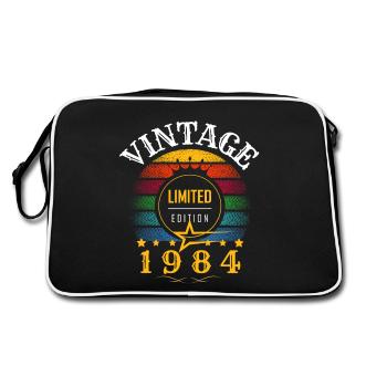 Jahrgang - Retro Jahr 1984 Sonnenuntergang - Retro Tasche - Schwarz/Weiß - Hinten