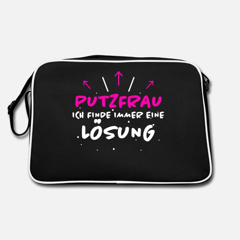 Putzfrau Spruch Reinigungskraft Putzfrau Geschenk - Retro Tasche - Schwarz/Weiß