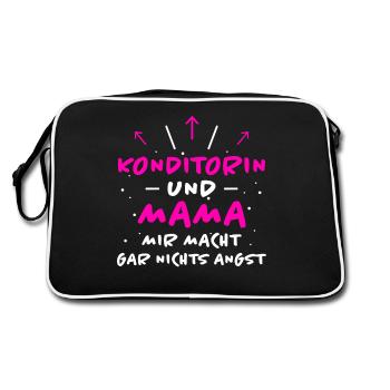 Konditorin Spruch Backen Witz Konditorin Geschenk - Retro Tasche - Schwarz/Weiß - Hinten