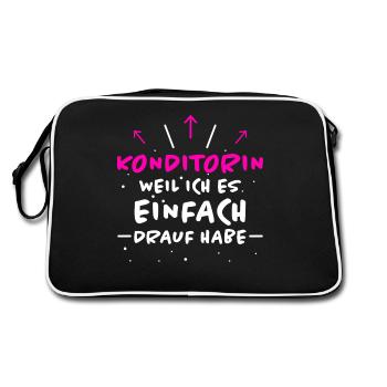 Konditorin Spruch Backen Witz Konditorin Geschenk - Retro Tasche - Schwarz/Weiß - Hinten