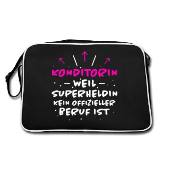 Konditorin Spruch Backen Witz Konditorin Geschenk - Retro Tasche - Schwarz/Weiß - Hinten