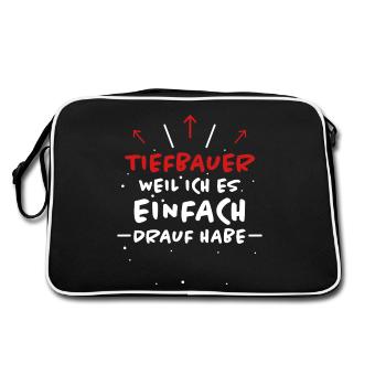 Tiefbauer Spruch Beruf Lustiges Tiefbauer Geschenk - Retro Tasche - Schwarz/Weiß - Hinten