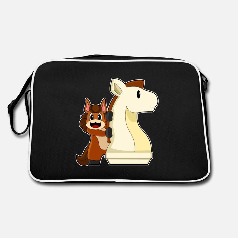 Schachfigur Springer Pferd Schach Retro Tasche