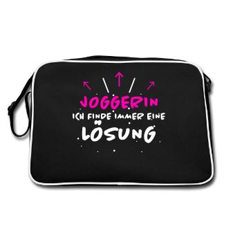 Joggerin Spruch Laufen Joggen Joggerin Geschenk - Retro Tasche - Schwarz/Weiß - Hinten