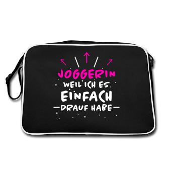 Joggerin Spruch Laufen Joggen Joggerin Geschenk - Retro Tasche - Schwarz/Weiß - Hinten