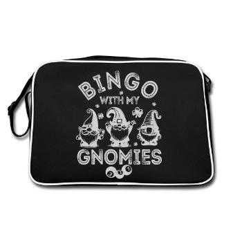 Bingo Mit Meinen Gnomies Lustiges Bingo - Retro Tasche - Schwarz/Weiß - Hinten