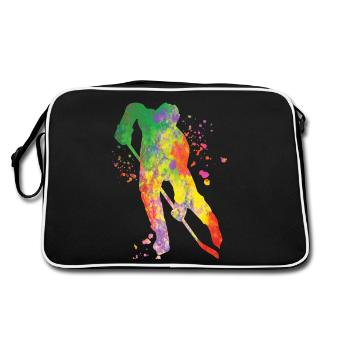 Eishockeyspieler Jungen Eishockey - Retro Tasche - Schwarz/Weiß - Hinten
