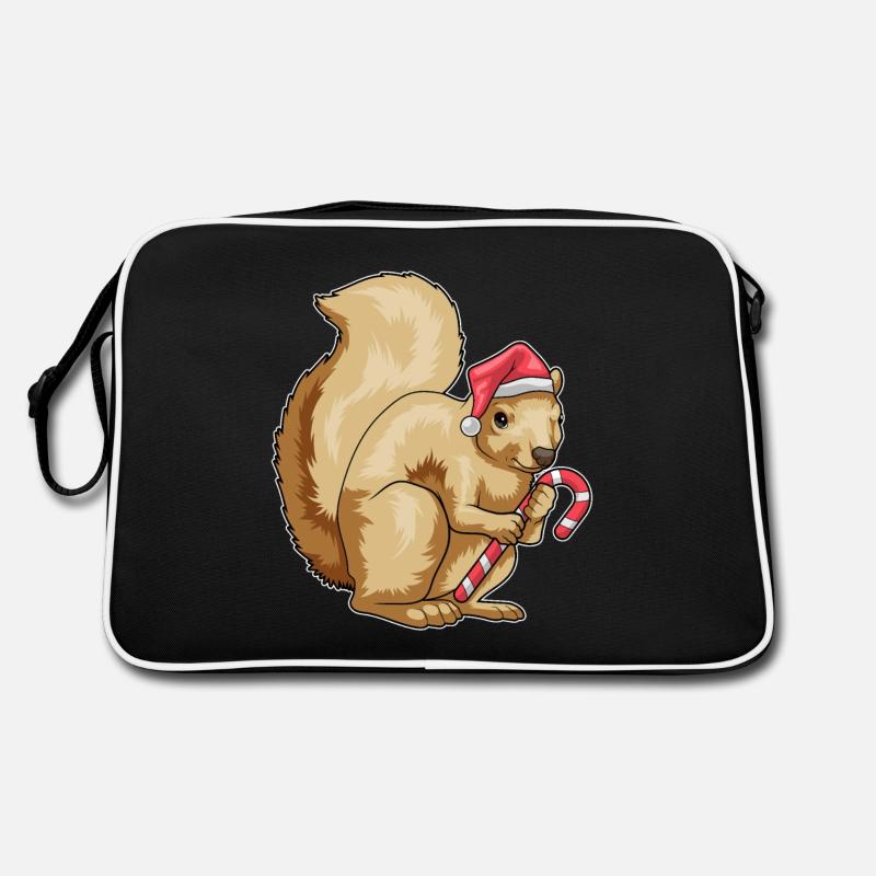 Squirrel Christmas candy cane Retro Bag