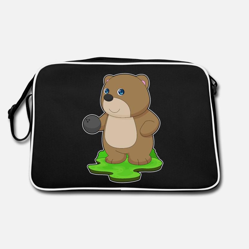 Bär Bowling Bowlingkugel - Retro Tasche - Schwarz/Weiß