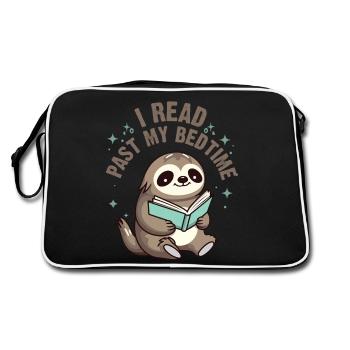 Ich Lese Nach Der Schlafenszeit Lesen Faultier - Retro Tasche - Schwarz/Weiß - Hinten