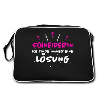Schneiderin Spruch Lustiges Schneiderin Geschenk - Retro Tasche - Schwarz/Weiß - Hinten