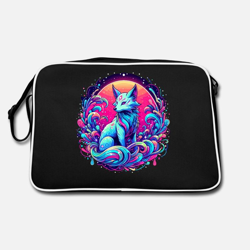 Fox Art Psychédélique - Sac Retro - noir/blanc
