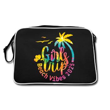 Weekend Girls Trip Beach Vibes 2025 - Retro Tasche - Schwarz/Weiß - Hinten