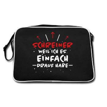 Schreiner Spruch Beruf Lustiges Schreiner Geschenk - Retro Tasche - Schwarz/Weiß - Hinten