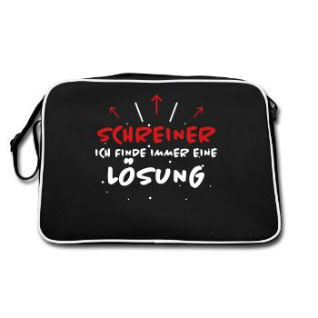 Schreiner Spruch Beruf Lustiges Schreiner Geschenk - Retro Tasche - Schwarz/Weiß - Hinten