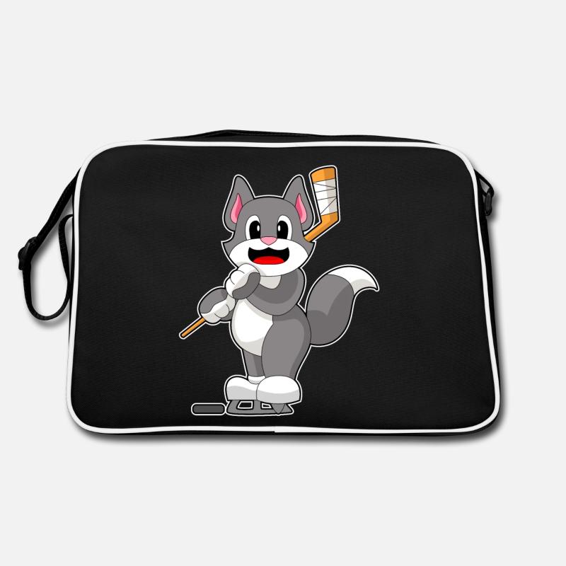 Katze Eishockey Eishockeyschläger Retro Tasche