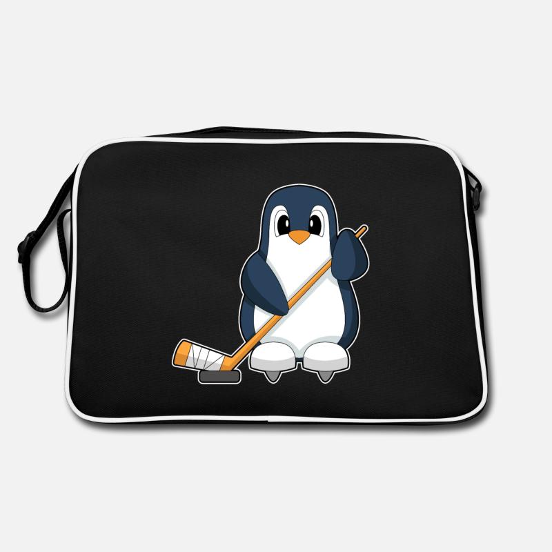 Pinguin Eishockey Eishockeyschläger Retro Tasche