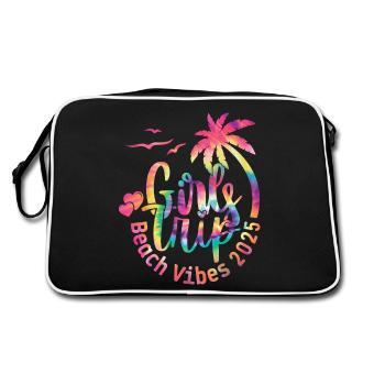 Weekend Girls Trip Beach Vibes 2025 - Retro Tasche - Schwarz/Weiß - Hinten