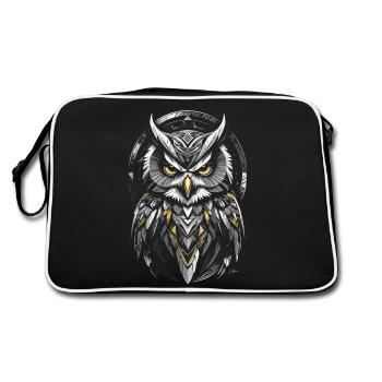 Yellow Owl - Geometric Symbol - Retro Bag - black/white - Back
