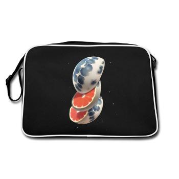 Mond Planet Erde Welt Weltall Obst Science Fiction - Retro Tasche - Schwarz/Weiß - Hinten