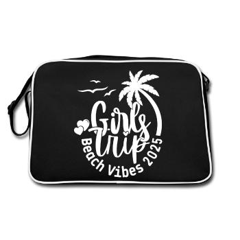 Weekend Girls Trip Beach Vibes 2025 - Retro Tasche - Schwarz/Weiß - Hinten