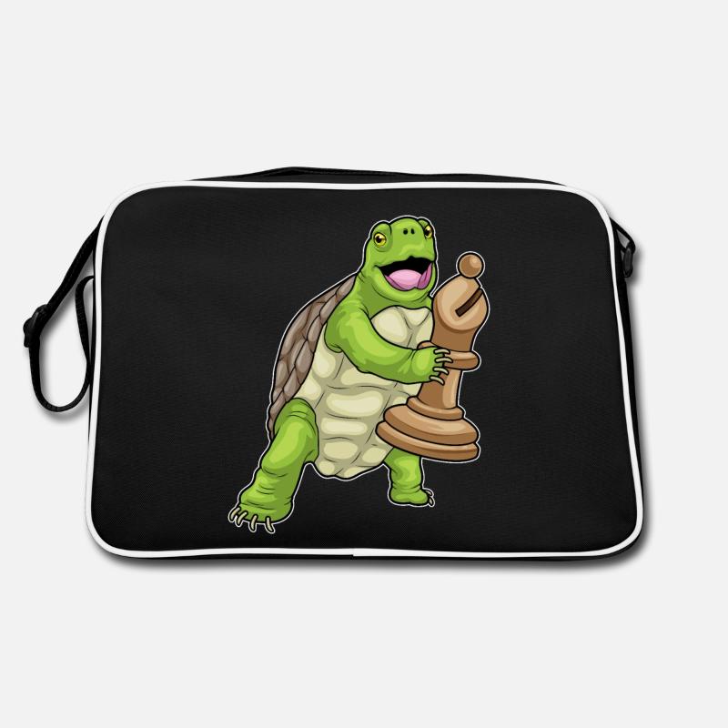 Schildkröte Schachfigur Läufer Schach Retro Tasche