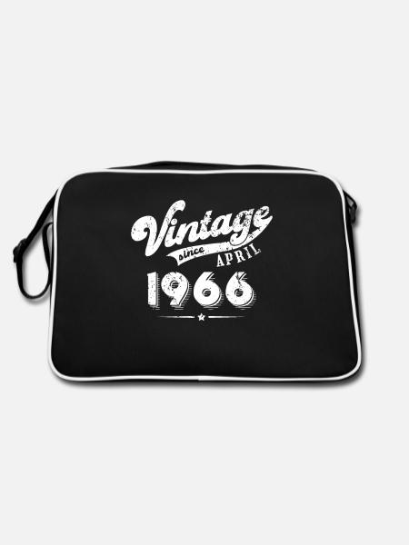 Vintage since April 1966 Geburtstag Geschenk - Retro Tasche - Schwarz/Weiß - Hinten