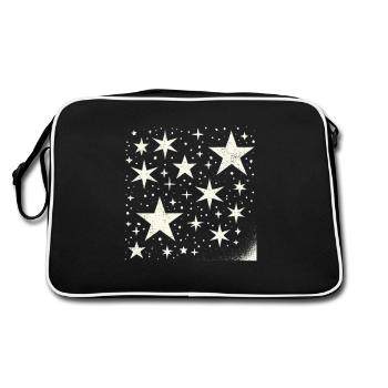 stars lights comet sky star - Retro Bag - black/white - Back