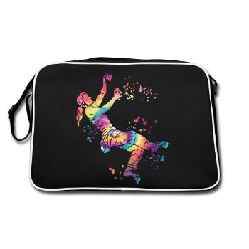 Boulderer Colorsplash Boulder Bouldern - Retro Tasche - Schwarz/Weiß - Hinten