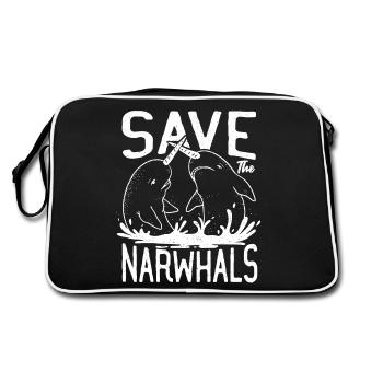 Narwhal Narwhal fish save the narwhals - Retro Bag - black/white - Back