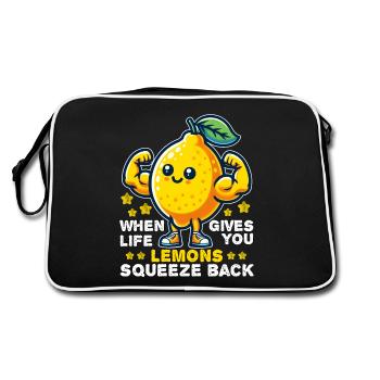 WHEN LIFE GIVES YOU LEMONS SQUEEZE BACK - Retro Bag - black/white - Back